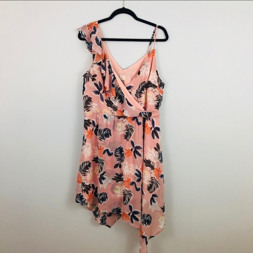 A New Day | Pink Floral Ruffle Shoulder Dress - Picture 4 of 4